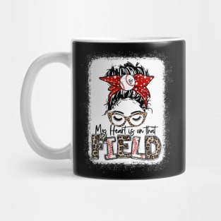 My heart is on that Field Baseball Tee Leopard Baseball Mom Mug